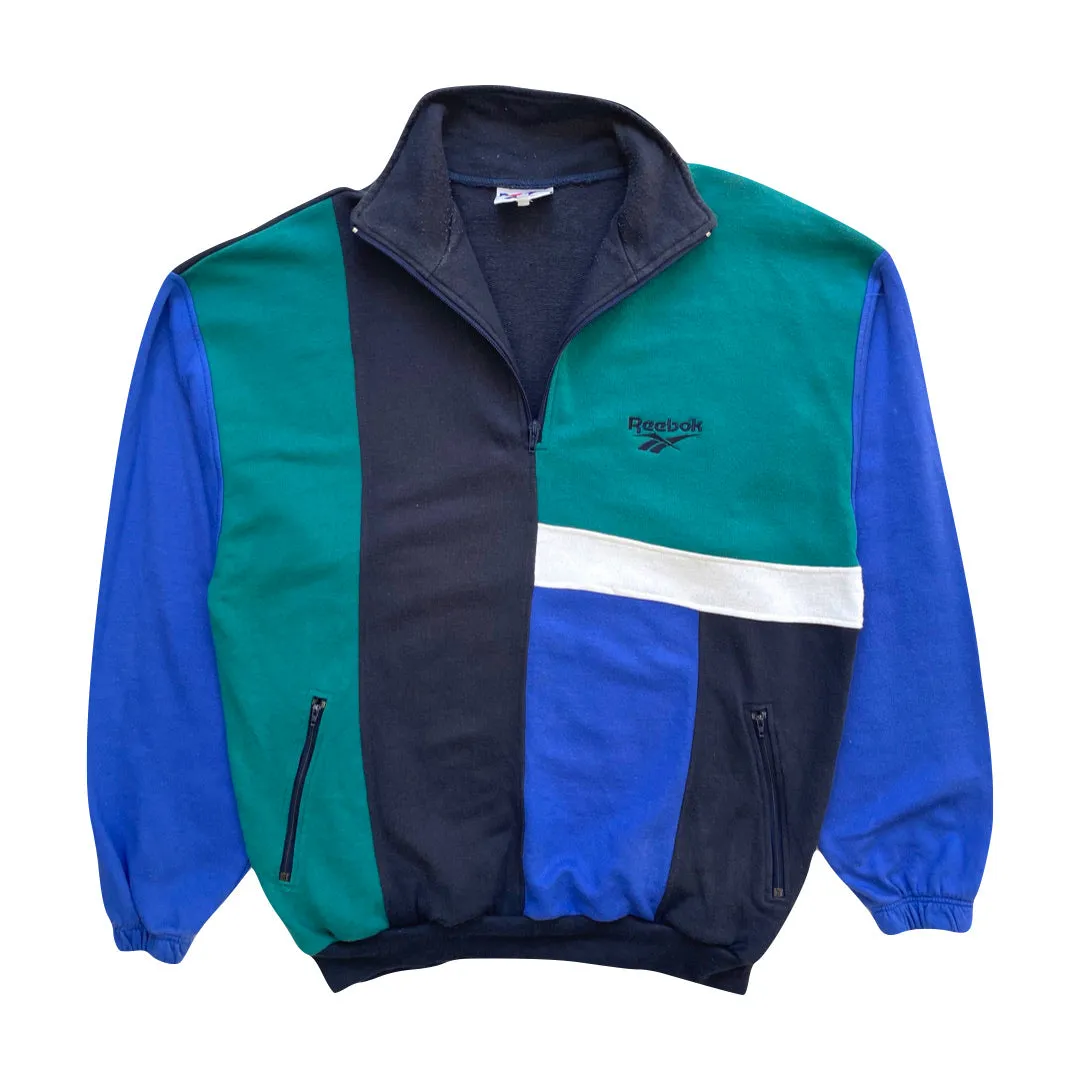 Reebok Navy Blue & Green 1/4 Zip Sweatshirt