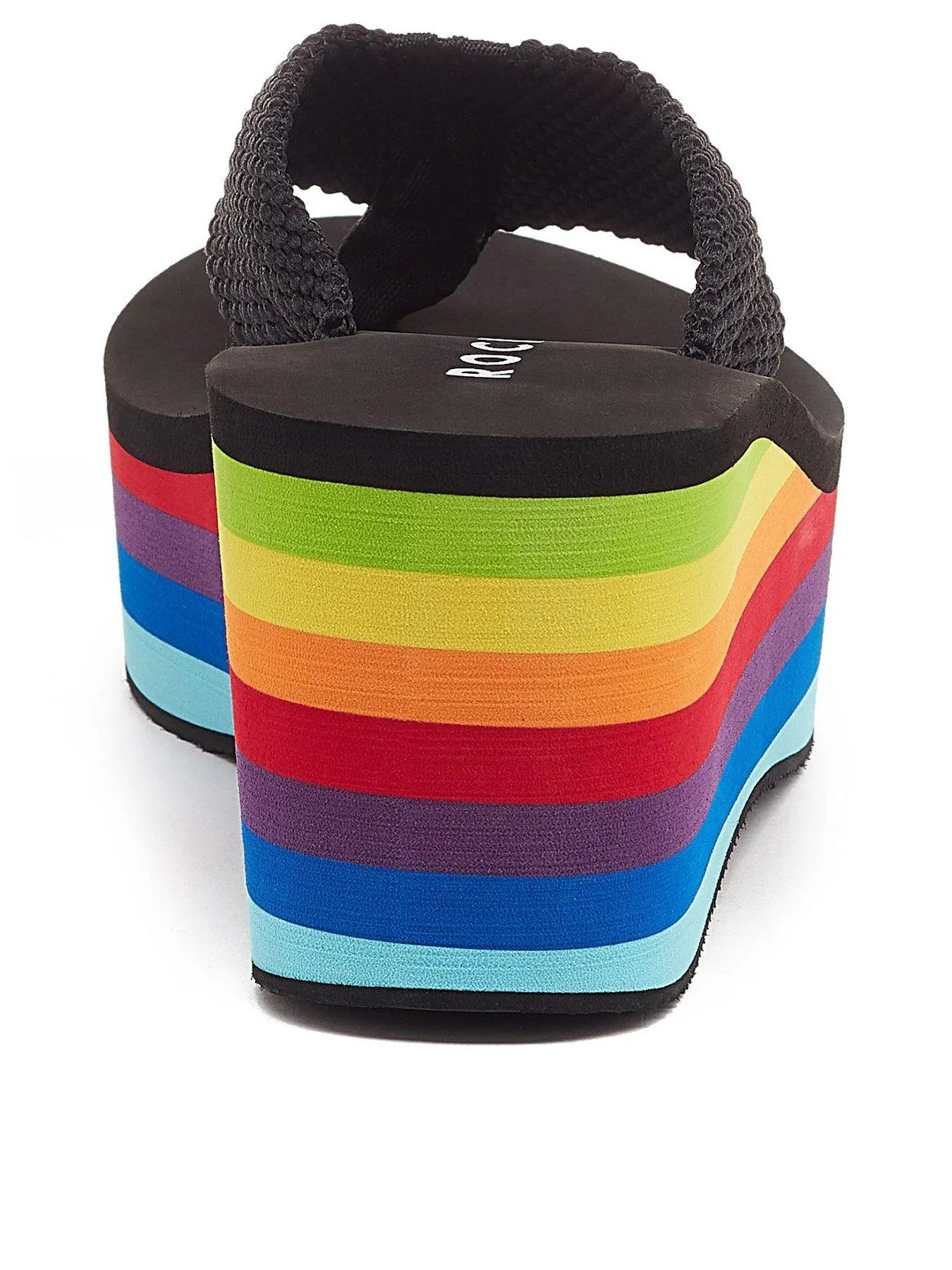 Rocket Dog Crush Toe Post Rainbow Wedged Sandals - Black