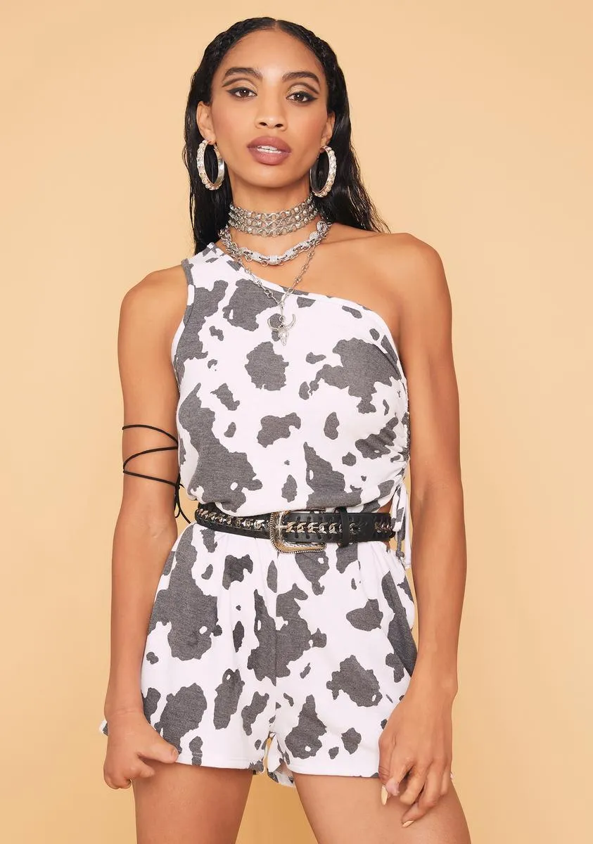 Rough Riding Cow Print Romper-