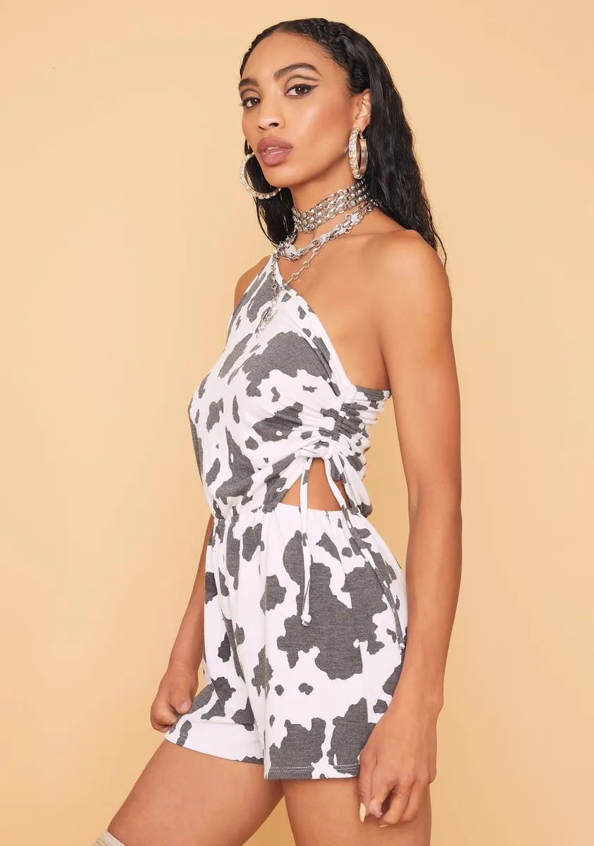 Rough Riding Cow Print Romper-