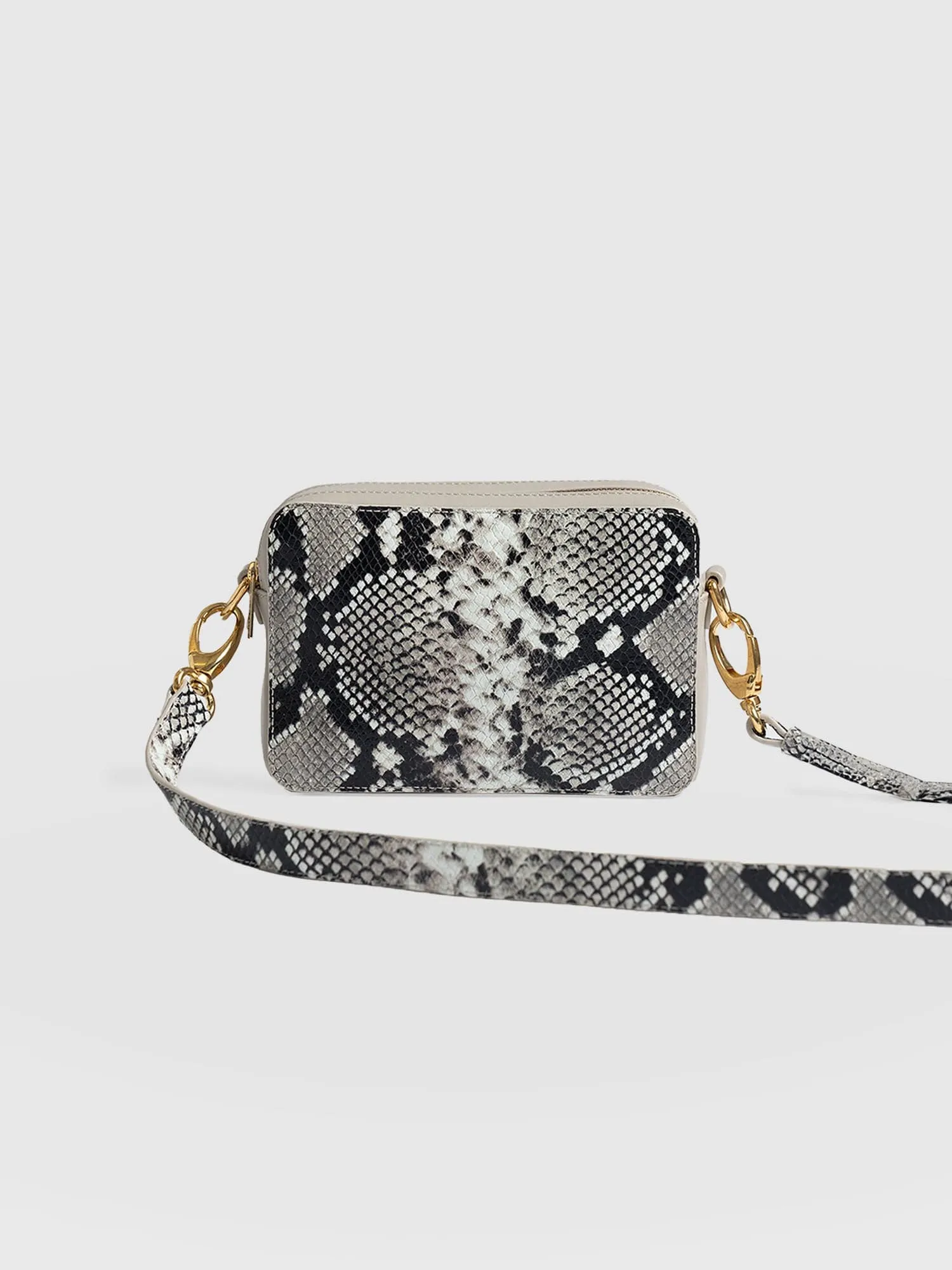 Saffiano Cross-Body Bag - Nude Snake