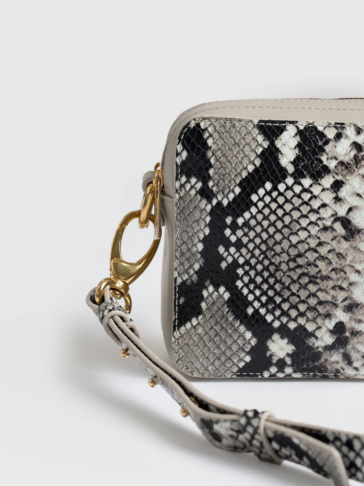 Saffiano Cross-Body Bag - Nude Snake