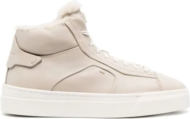 Santoni sheepskin high-top sneakers Neutrals