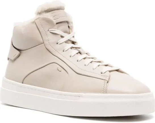 Santoni sheepskin high-top sneakers Neutrals