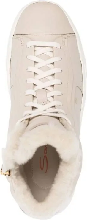 Santoni sheepskin high-top sneakers Neutrals