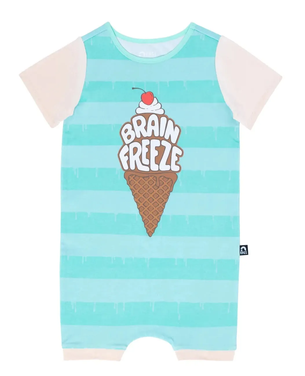 Short Sleeve Short Rag Romper - Brain Freeze - Melting Stripe - FINAL SALE