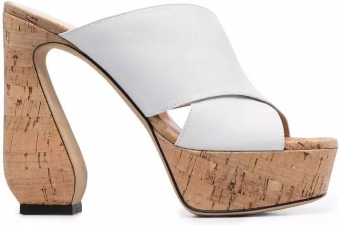 Si Rossi cork platform open-toe sandals White