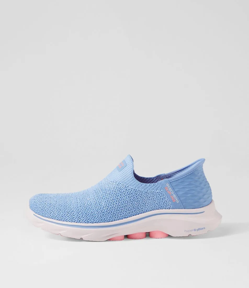 SKECHERS Go Walk 7 Springtime Blue Pink Fabric Sneakers