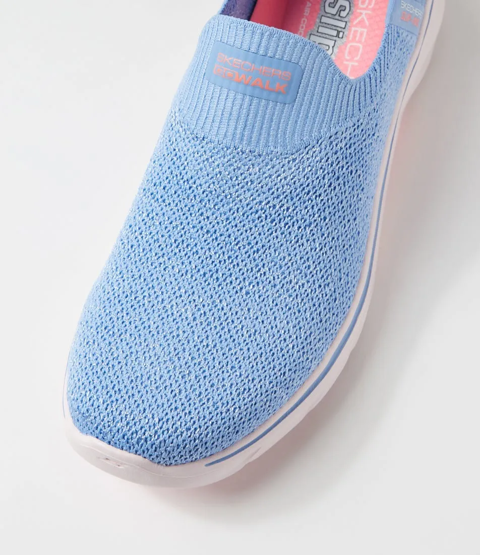 SKECHERS Go Walk 7 Springtime Blue Pink Fabric Sneakers