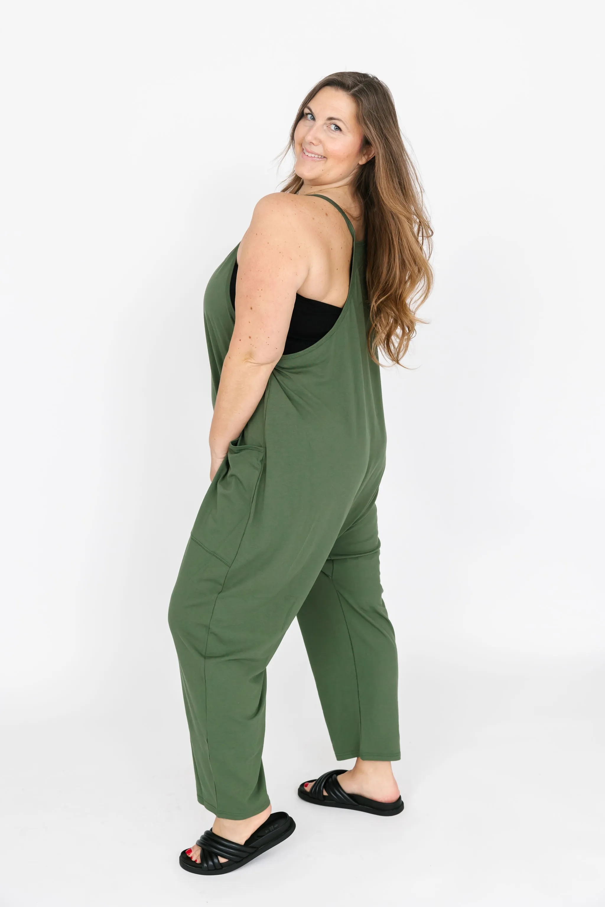 Smash & Tess Abigael Romper | Moss Green + Midnight Black