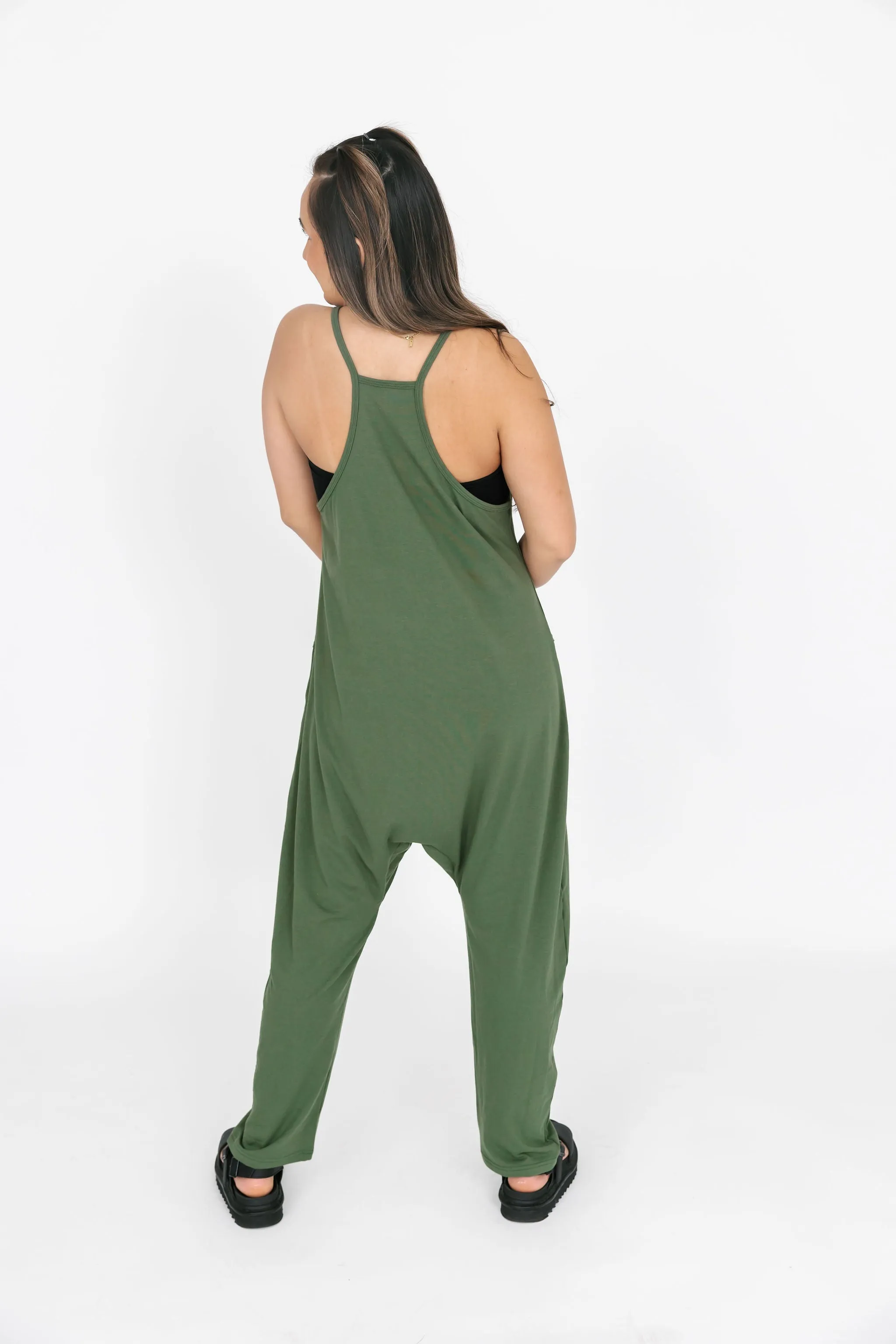 Smash & Tess Abigael Romper | Moss Green + Midnight Black