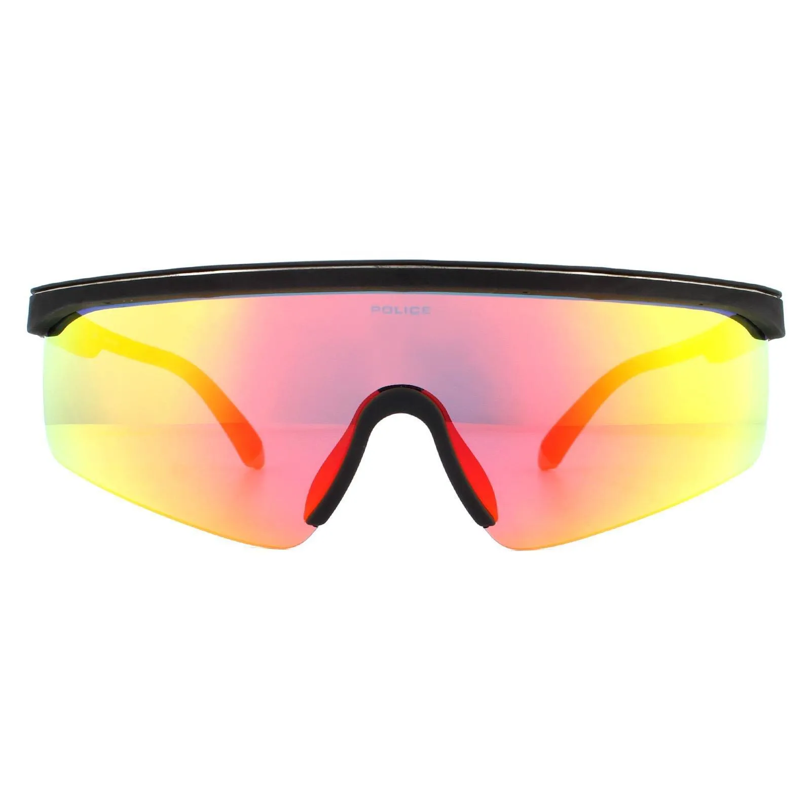 Sunglasses | Wrap Rubberised Black Red Mirror Sunglasses | Police