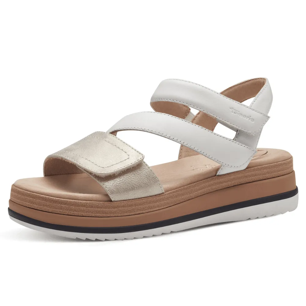 Tamaris Comfort 88702 Gold and White Platform Sandals