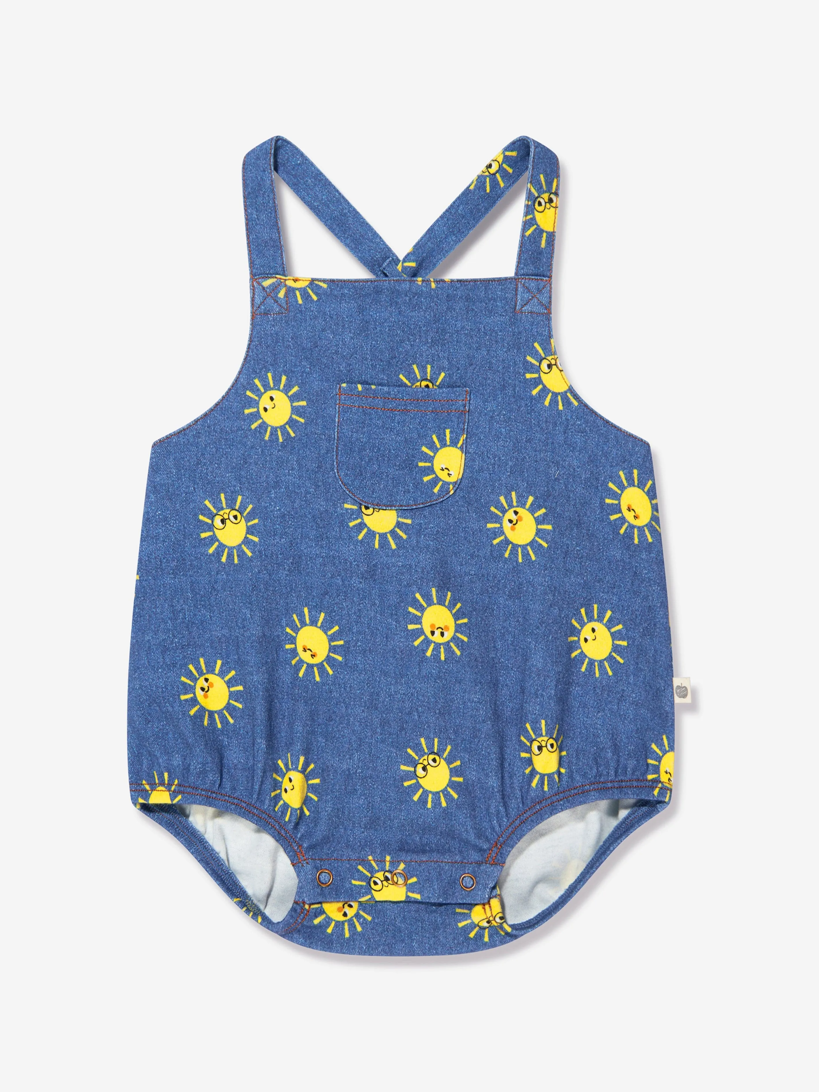 The Bonnie Mob Baby Organic Cotton Sunshine Bubble Dungareee Romper in