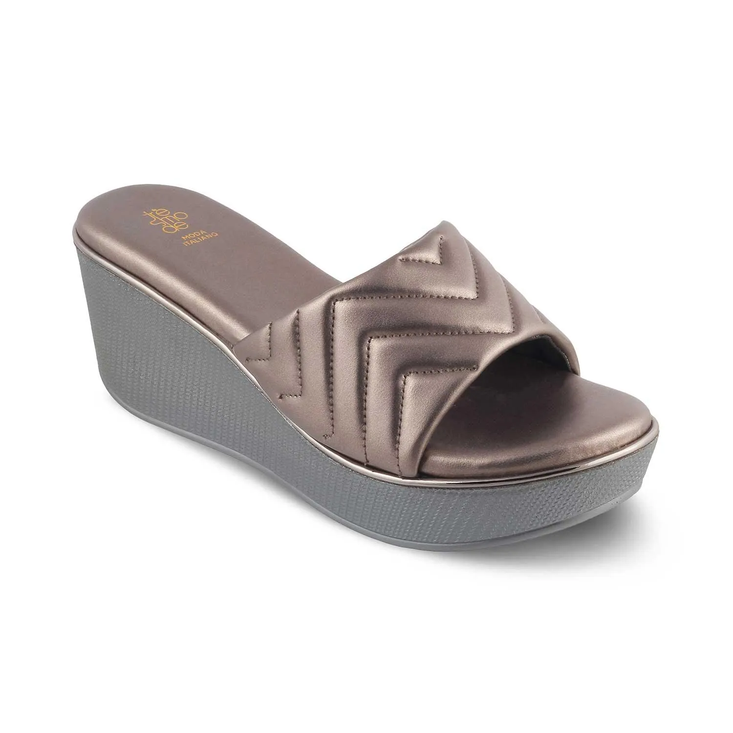 The Coldege Pewter Women's Dress Wedge Sandals Tresmode