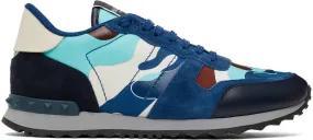 Valentino Garavani Blue Camouflage Rockrunner Sneakers