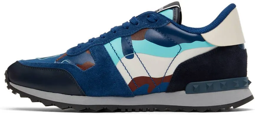 Valentino Garavani Blue Camouflage Rockrunner Sneakers