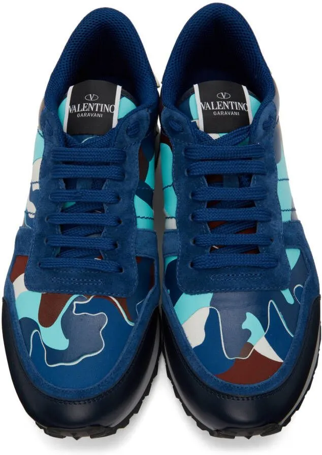 Valentino Garavani Blue Camouflage Rockrunner Sneakers