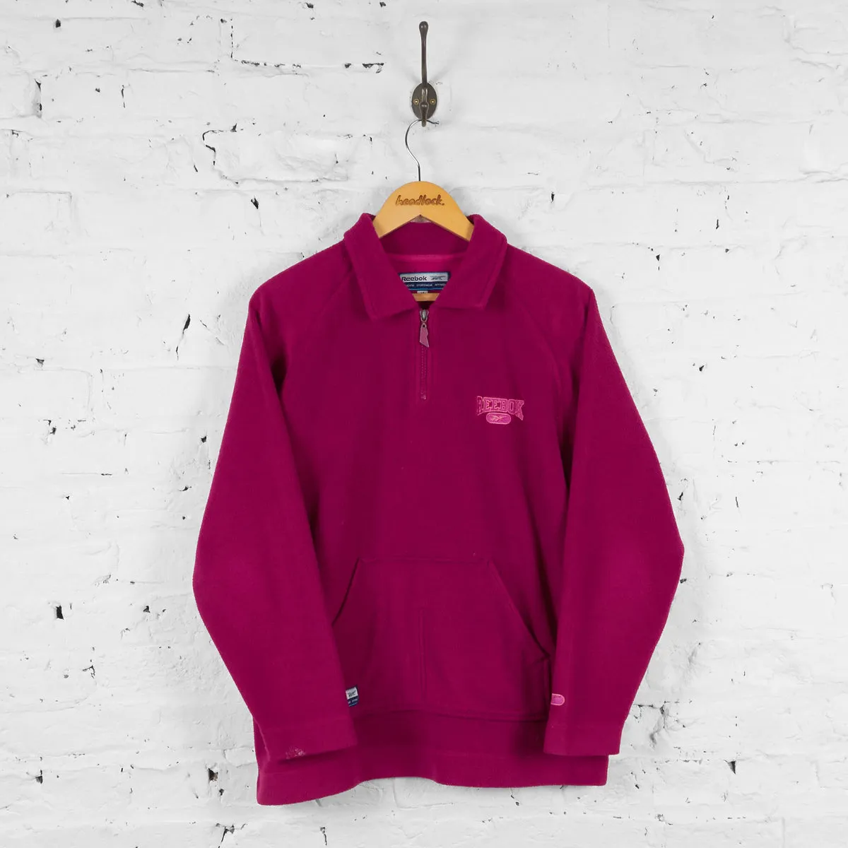 Vintage 1/4 Zip Up Reebok Fleece - Pink - M