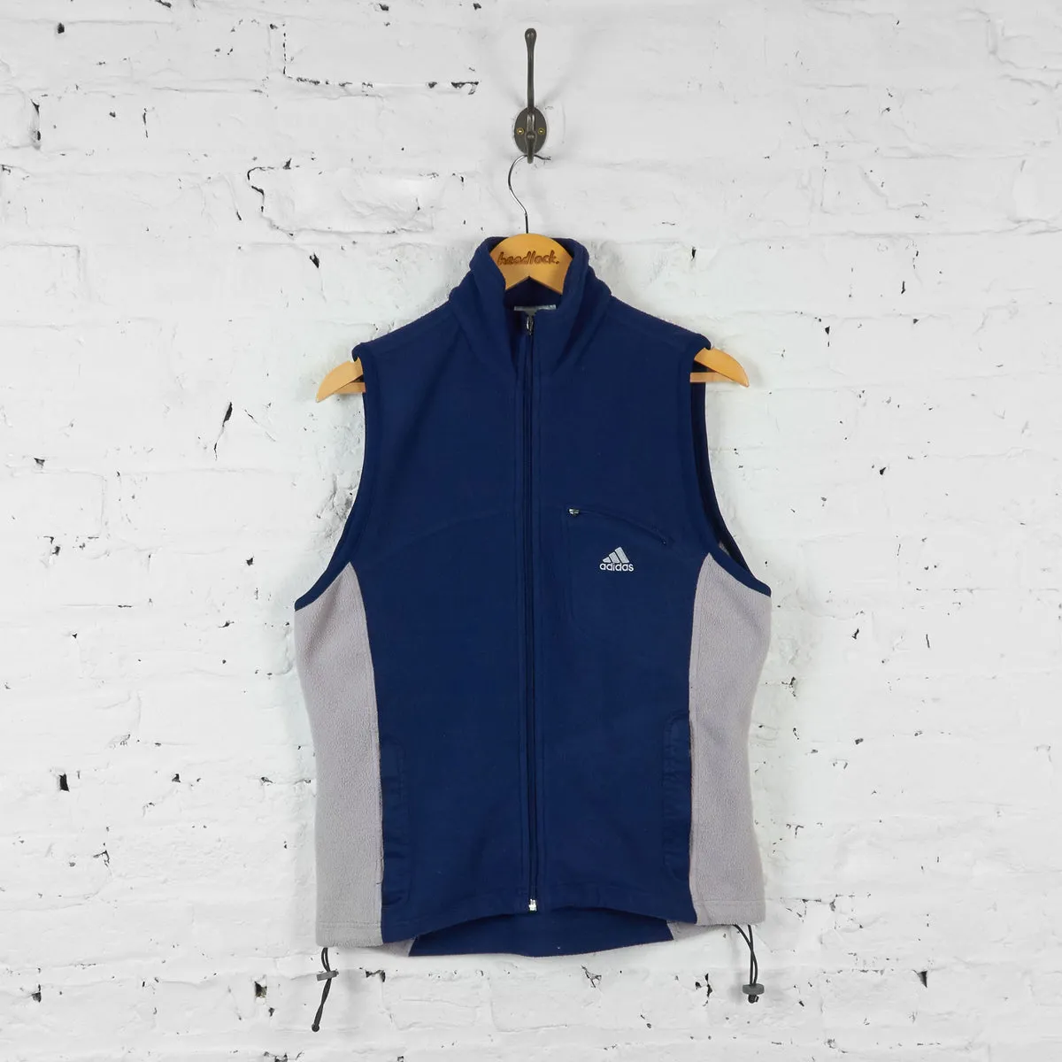 Vintage Adidas Fleece Gilet - Blue/Grey - S