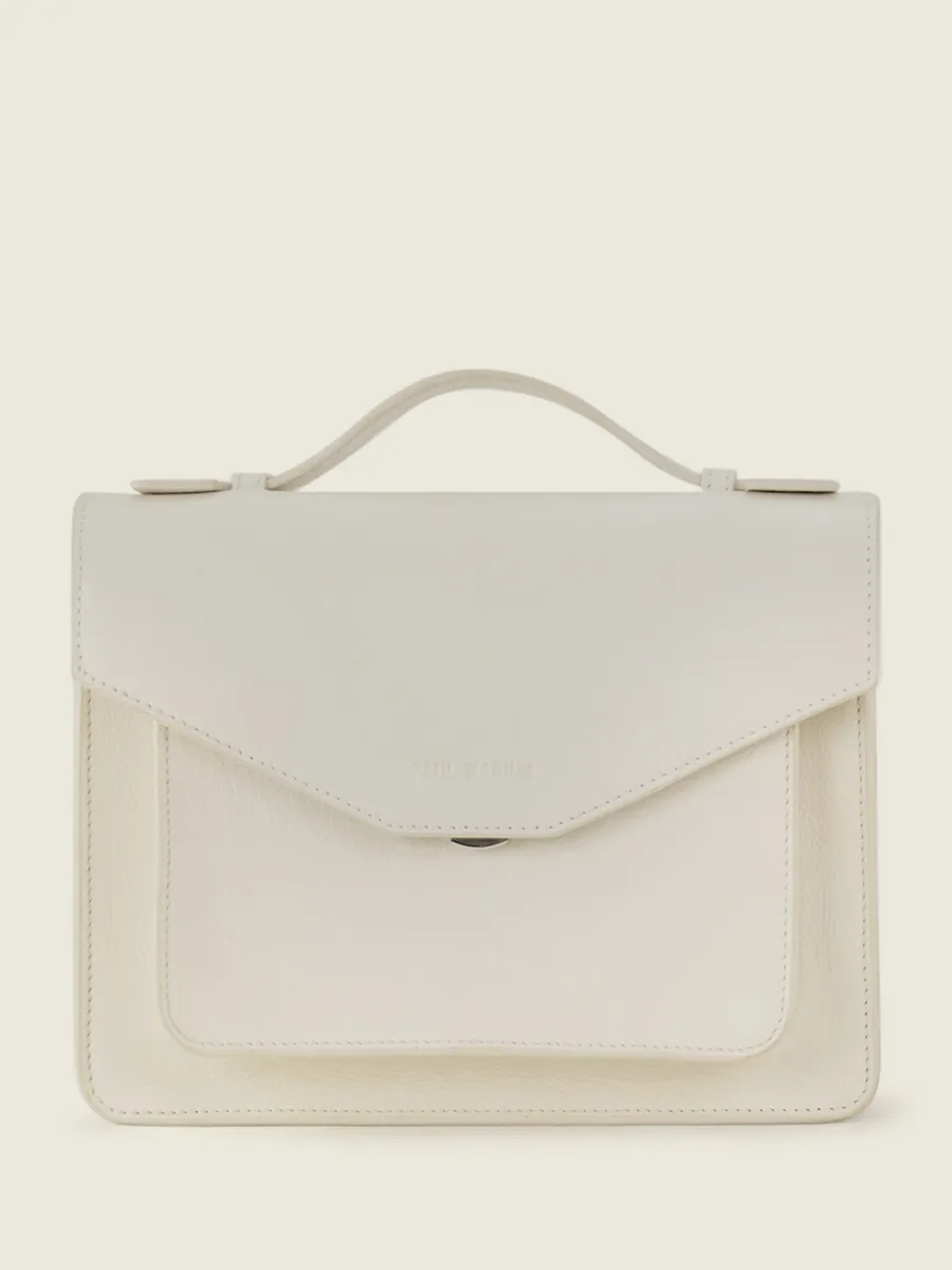 White Leather Cross-Body Bag for Women - Simone Pastel Chalk | PAUL MARIUS