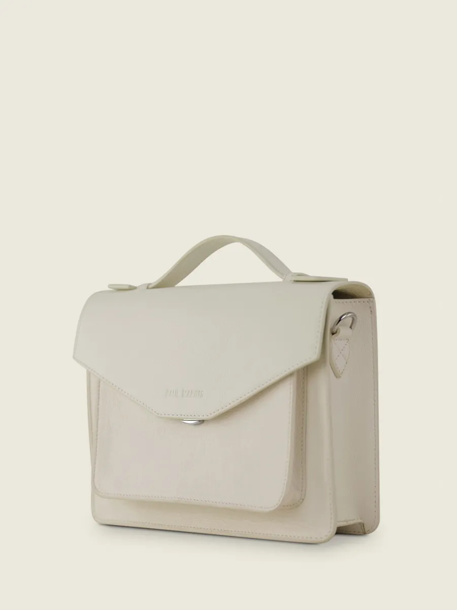 White Leather Cross-Body Bag for Women - Simone Pastel Chalk | PAUL MARIUS