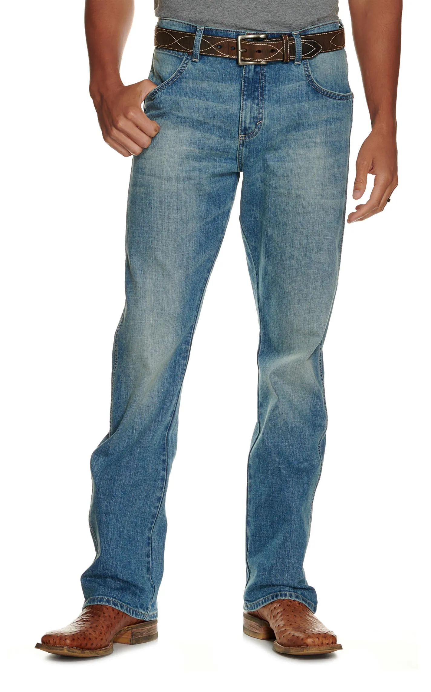 Wrangler Retro Men's Light Wash Relaxed Fit Boot Cut Jeans - Cavender's Exclusive