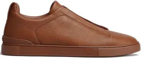 Zegna Triple Stitch leather sneakers Brown