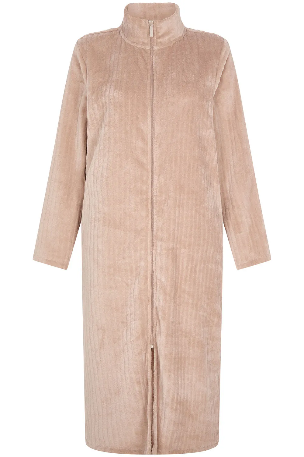 Zip Through Ribbed Fleece Robe