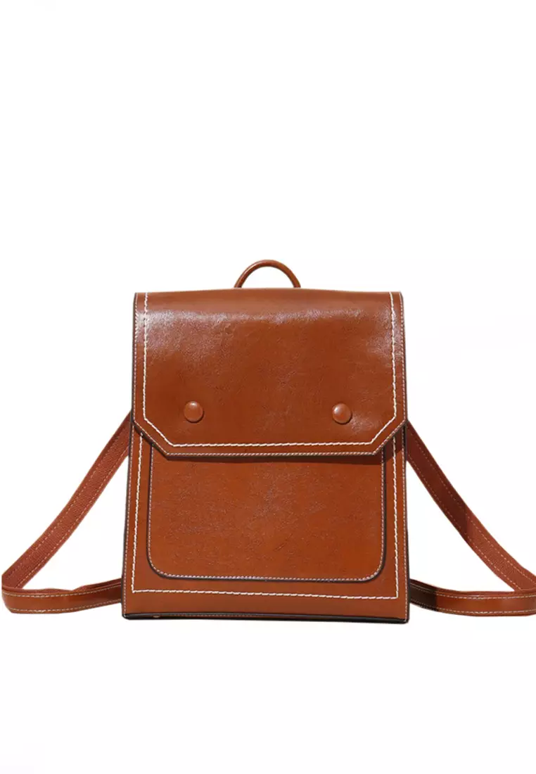 ZITIQUE Polishing leather shoulder backpack